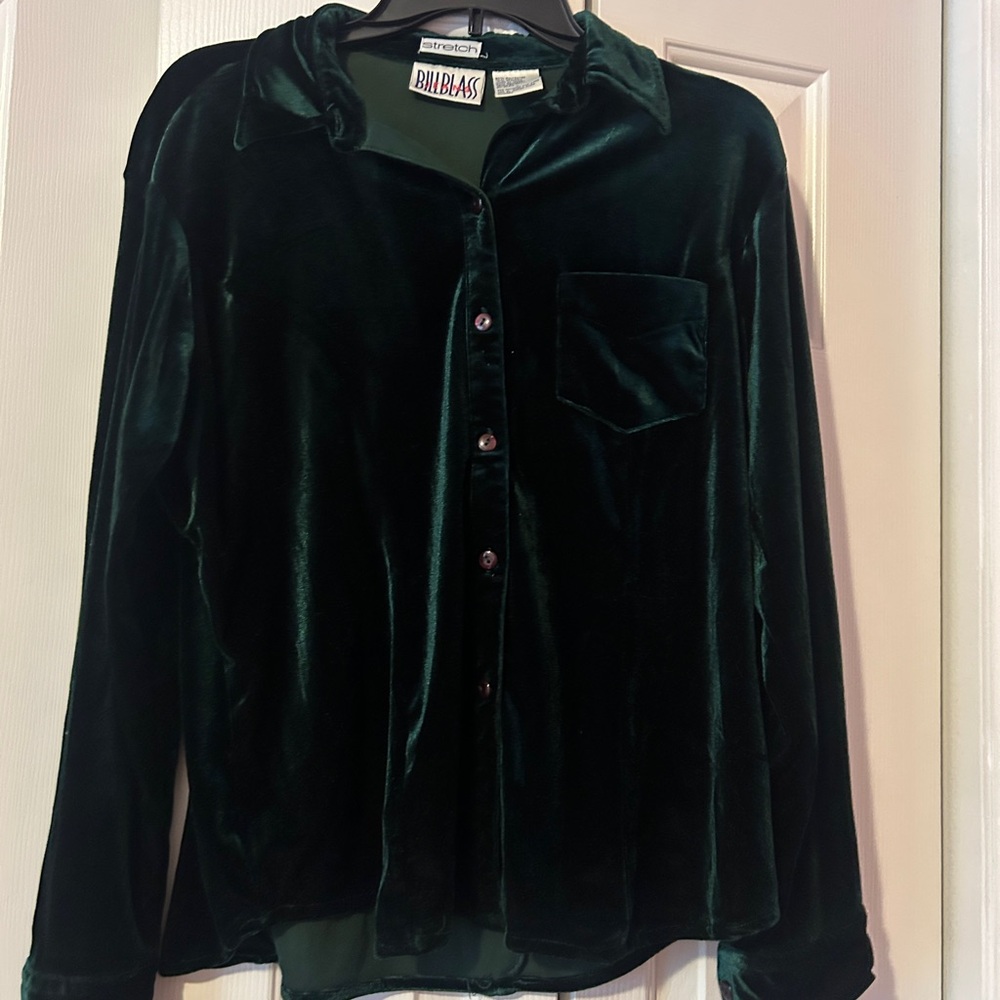 Bill Blass Forest Green Velvet Top